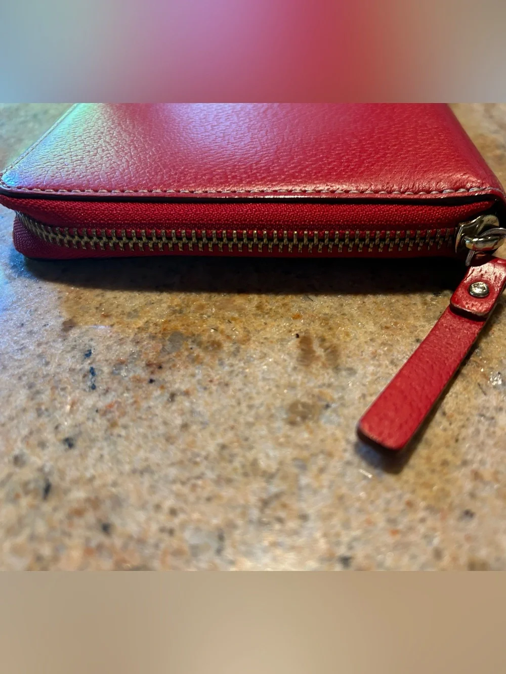 Kate Spade New York “Wellesley” Bold Red Pebbled Leather Zip Portfolio 9”x5.75” - Picture 5 of 15